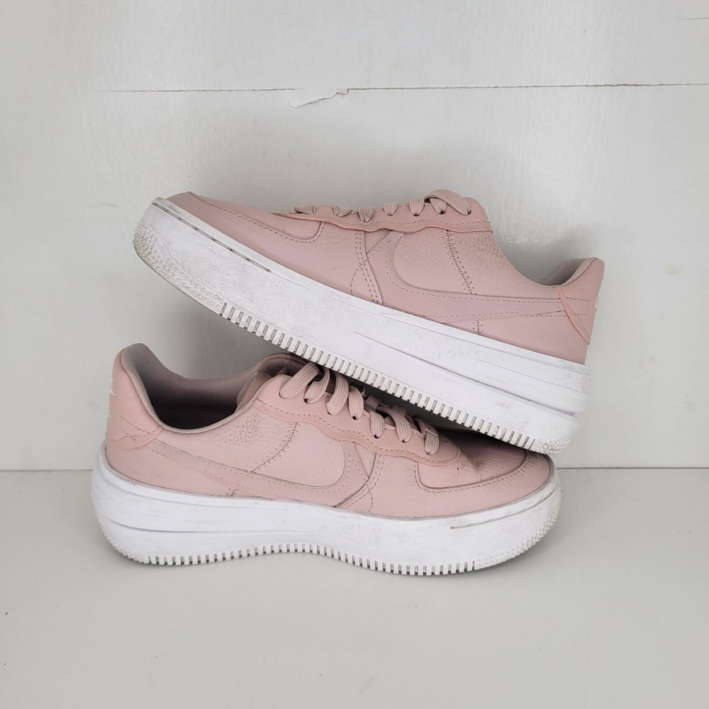 Nike Air Force 1 Platform Sneakers Shoes Womens Sz 6 Blush Suede Leather Lace Up - Picture 7 of 8